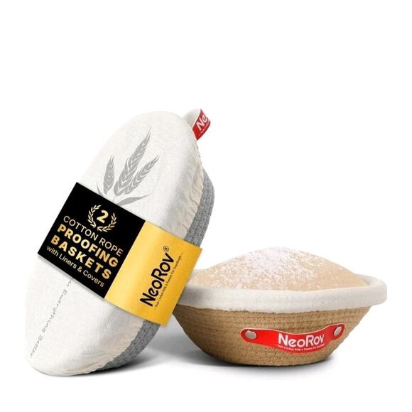 Cotton Rope Proofing Basket Set - Oval & Round Sourdough Baskets s25 - Picture 1 of 8